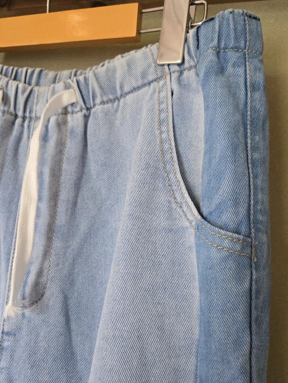 NWOT!! Kuwalla | Sample Sale Light Wash Wide Leg Drawstring Denim Pants, Size 30 - Picture 5 of 11